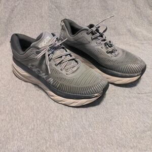 Hoka One One Bondi 7 Mens Shoes Size 9 Gray Comfortable Running Sneakers